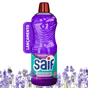 Desinfetante Lavanda do Campo Mata 99,9% Bacterias e Fungos Saif 1 L - Caixa com 12 Unidades